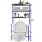 3-Tier Over The Toilet Storage, Freestanding Metal Bathroom Shelves with 4 Hooks, Over Toilet Storage Shelf with Paper Holder
