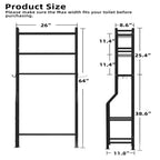 3-Tier Over The Toilet Storage, Freestanding Metal Bathroom Shelves with 4 Hooks, Over Toilet Storage Shelf with Paper Holder