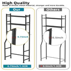 3-Tier Over The Toilet Storage, Freestanding Metal Bathroom Shelves with 4 Hooks, Over Toilet Storage Shelf with Paper Holder