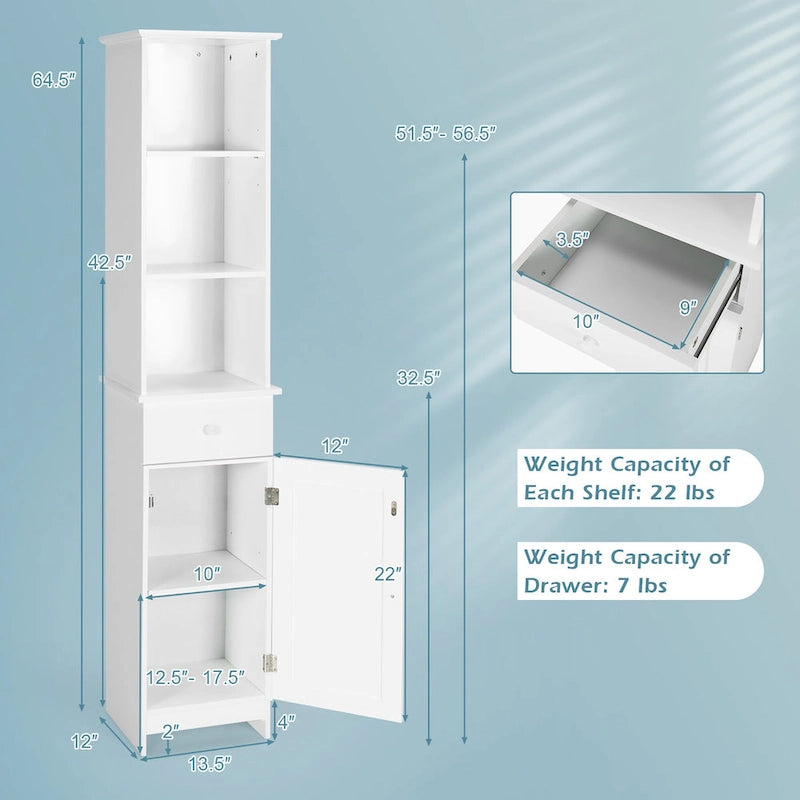 Costway Bathroom Tall Storage Cabinet Freestanding Linen Tower w/ Open - See Details