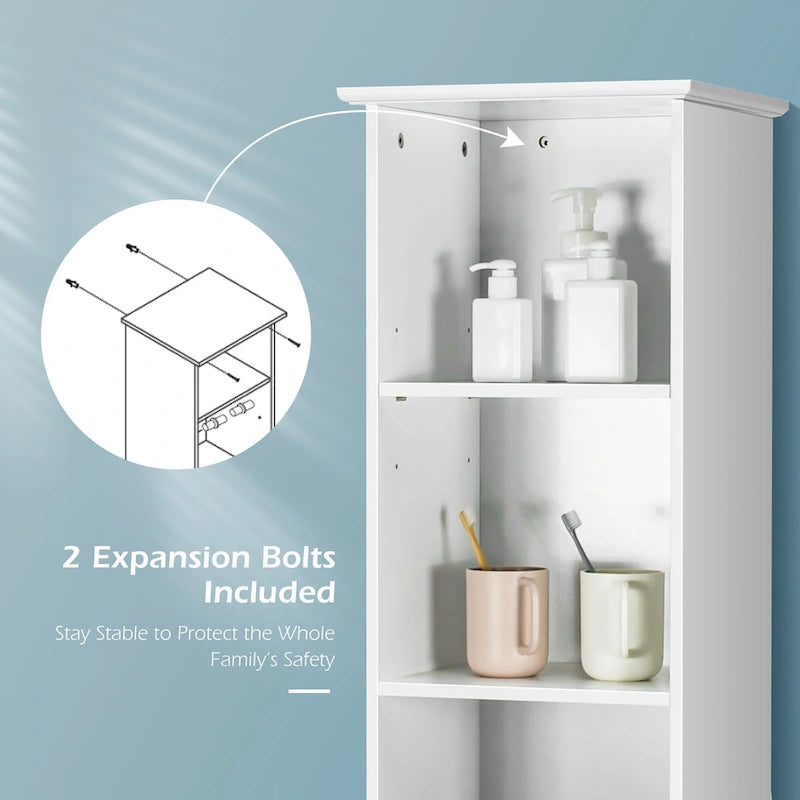 Costway Bathroom Tall Storage Cabinet Freestanding Linen Tower w/ Open - See Details