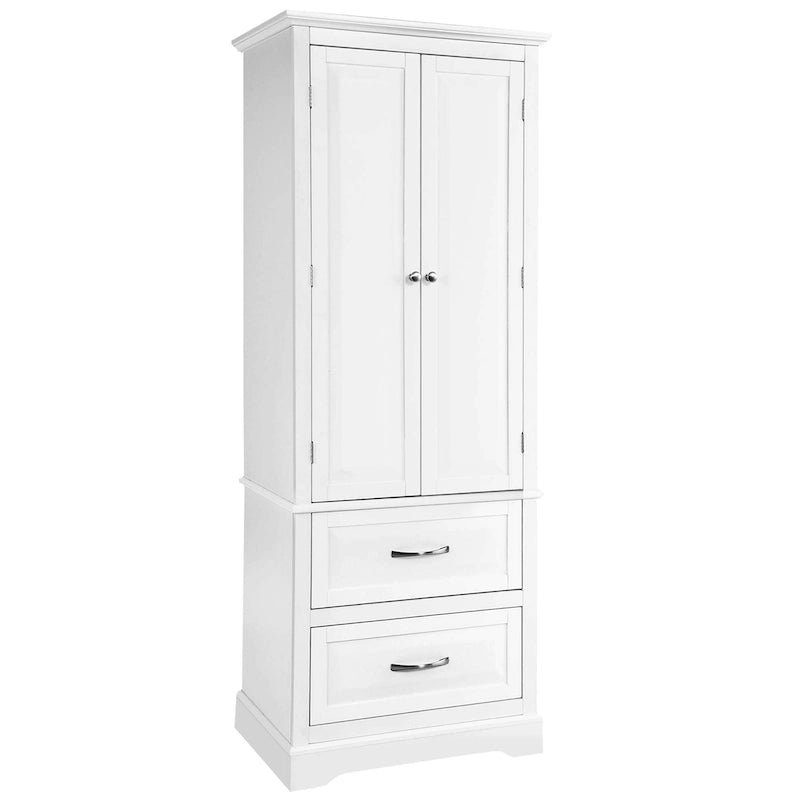 Costway 62  Tall Bathroom Freestanding Floor Storage Cabinet with 2 - 24  x 16  x 62  (L x W x H)