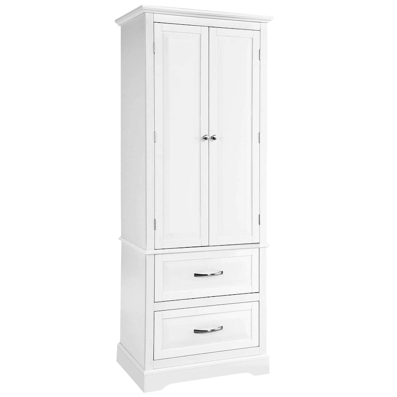Costway 62  Tall Bathroom Freestanding Floor Storage Cabinet with 2 - 24  x 16  x 62  (L x W x H)