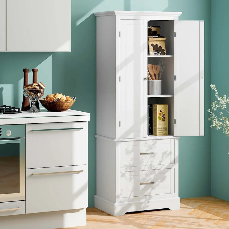 Costway 62  Tall Bathroom Freestanding Floor Storage Cabinet with 2 - 24  x 16  x 62  (L x W x H)
