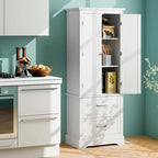 Costway 62  Tall Bathroom Freestanding Floor Storage Cabinet with 2 - 24  x 16  x 62  (L x W x H)