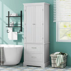 Costway 62  Tall Bathroom Freestanding Floor Storage Cabinet with 2 - 24  x 16  x 62  (L x W x H)