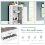 Costway 62  Tall Bathroom Freestanding Floor Storage Cabinet with 2 - 24  x 16  x 62  (L x W x H)