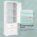 Costway 62  Tall Bathroom Freestanding Floor Storage Cabinet with 2 - 24  x 16  x 62  (L x W x H)