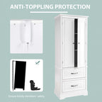 Costway 62  Tall Bathroom Freestanding Floor Storage Cabinet with 2 - 24  x 16  x 62  (L x W x H)