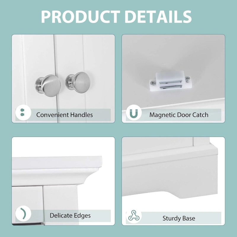 Costway 62  Tall Bathroom Freestanding Floor Storage Cabinet with 2 - 24  x 16  x 62  (L x W x H)