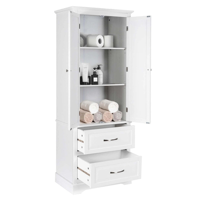 Costway 62  Tall Bathroom Freestanding Floor Storage Cabinet with 2 - 24  x 16  x 62  (L x W x H)