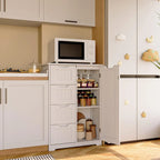 33  Kitchen Pantry Storage Cabinet , Freestanding Wooden Bathroom Storage Cabinet with 4 Drawers for Kitchen and Dining Room