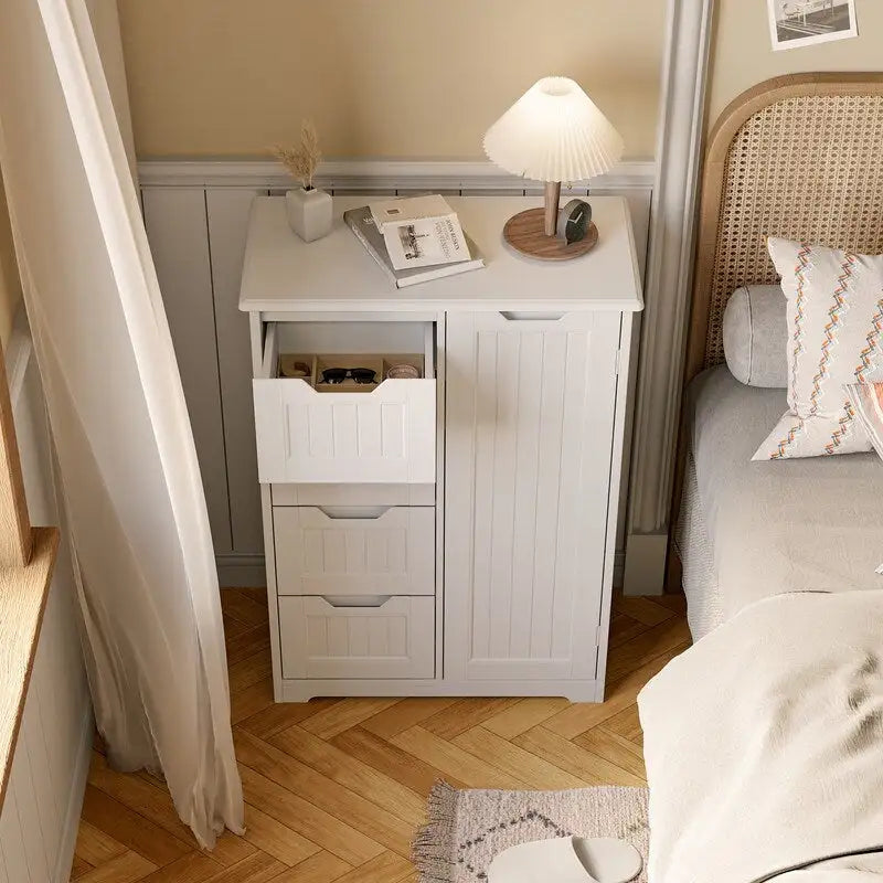 33  Kitchen Pantry Storage Cabinet , Freestanding Wooden Bathroom Storage Cabinet with 4 Drawers for Kitchen and Dining Room