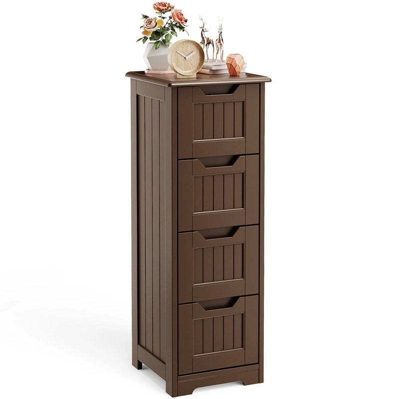 33  Kitchen Pantry Storage Cabinet , Freestanding Wooden Bathroom Storage Cabinet with 4 Drawers for Kitchen and Dining Room