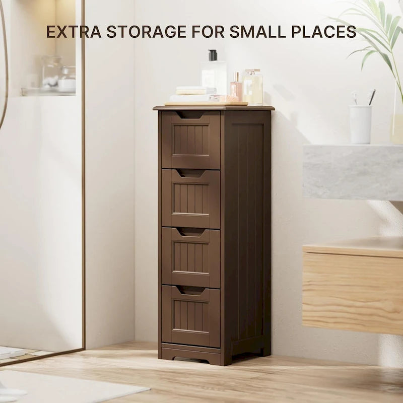 33  Kitchen Pantry Storage Cabinet , Freestanding Wooden Bathroom Storage Cabinet with 4 Drawers for Kitchen and Dining Room