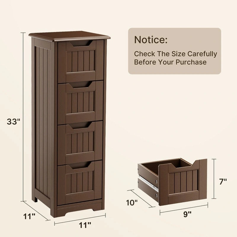 33  Kitchen Pantry Storage Cabinet , Freestanding Wooden Bathroom Storage Cabinet with 4 Drawers for Kitchen and Dining Room
