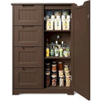 33  Kitchen Pantry Storage Cabinet , Freestanding Wooden Bathroom Storage Cabinet with 4 Drawers for Kitchen and Dining Room