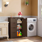 33  Kitchen Pantry Storage Cabinet , Freestanding Wooden Bathroom Storage Cabinet with 4 Drawers for Kitchen and Dining Room