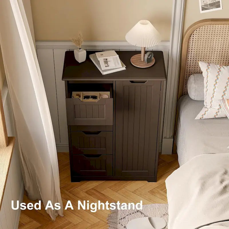 33  Kitchen Pantry Storage Cabinet , Freestanding Wooden Bathroom Storage Cabinet with 4 Drawers for Kitchen and Dining Room