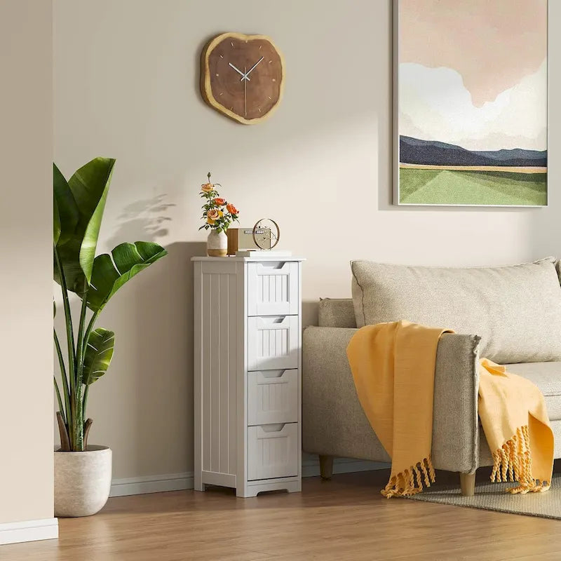 33  Kitchen Pantry Storage Cabinet , Freestanding Wooden Bathroom Storage Cabinet with 4 Drawers for Kitchen and Dining Room