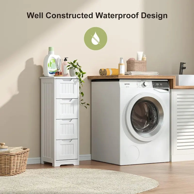 33  Kitchen Pantry Storage Cabinet , Freestanding Wooden Bathroom Storage Cabinet with 4 Drawers for Kitchen and Dining Room