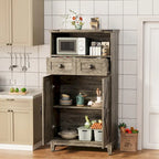 EROMMY Farmhouse Storage Cabinet with Doors and Adjustable Shelves, Small Freestanding Floor Cabinet , Narrow Organizer - N/A