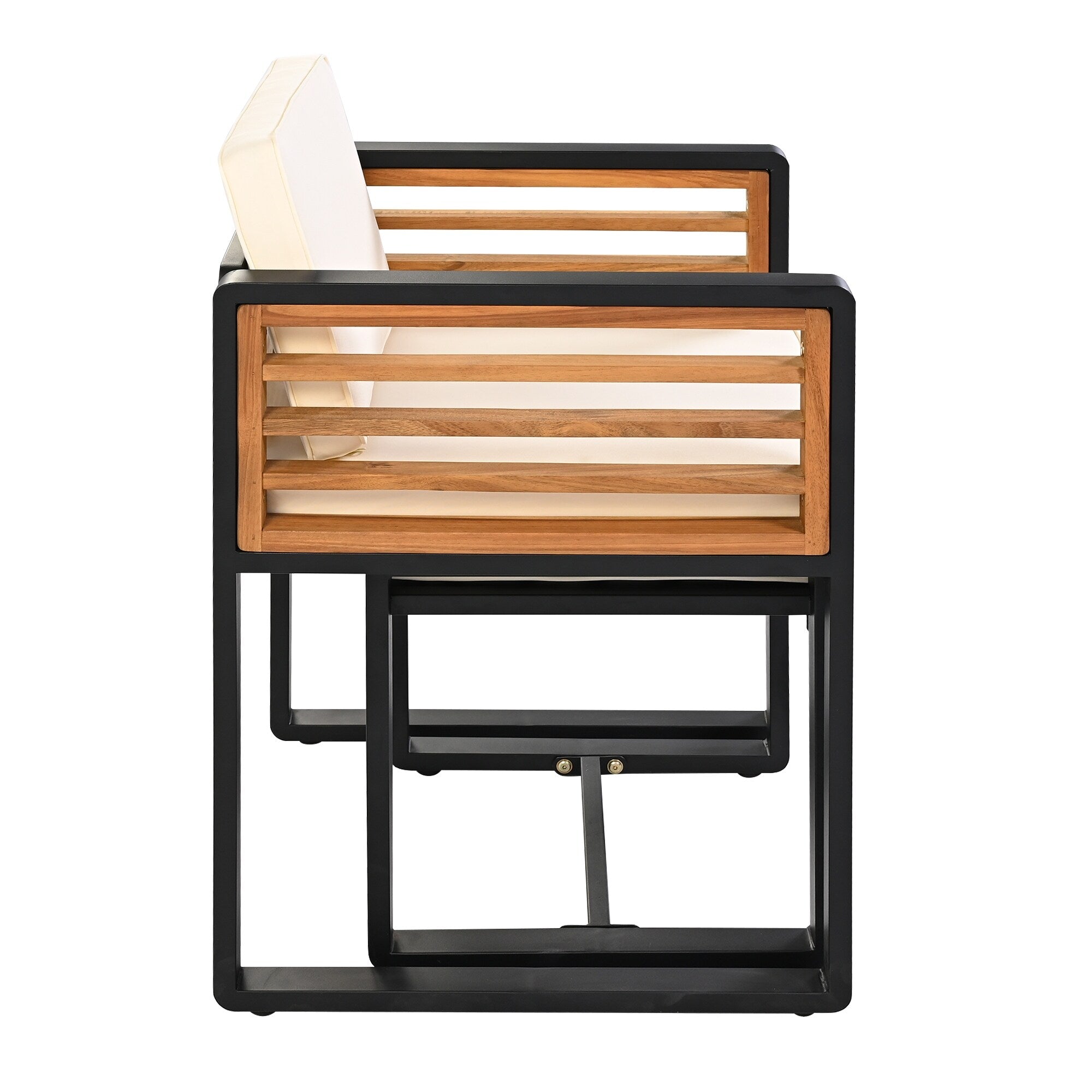 18-Pieces Acacia Wood Patio Dining Set, 8 Cushioned Chairs &amp; 8 Ottomans &amp; 2 Square Table