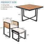 18-Pieces Acacia Wood Patio Dining Set, 8 Cushioned Chairs &amp; 8 Ottomans &amp; 2 Square Table