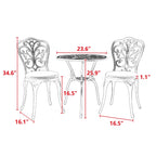 3-Piece Aluminum Outdoor Patio Butterfly Table and Chairs with Umbrella Hole