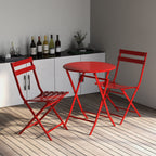 3-Piece Minimalist Patio Bistro Set of Foldable Round Table &amp; Chairs - 3-Piece-Patio-Bistro-Set