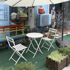 3-Piece Minimalist Patio Bistro Set of Foldable Round Table &amp; Chairs - 3-Piece-Patio-Bistro-Set