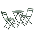 3-Piece Minimalist Patio Bistro Set of Foldable Round Table &amp; Chairs - 3-Piece-Patio-Bistro-Set