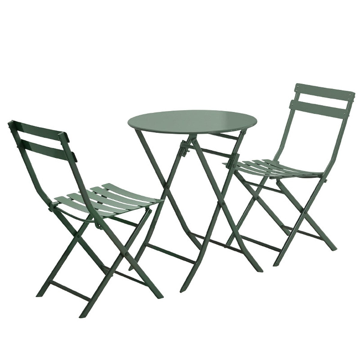 3-Piece Minimalist Patio Bistro Set of Foldable Round Table &amp; Chairs - 3-Piece-Patio-Bistro-Set