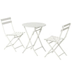 3-Piece Minimalist Patio Bistro Set of Foldable Round Table &amp; Chairs - 3-Piece-Patio-Bistro-Set