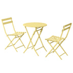 3-Piece Minimalist Patio Bistro Set of Foldable Round Table &amp; Chairs - 3-Piece-Patio-Bistro-Set