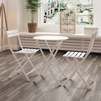 3-Piece Minimalist Patio Bistro Set of Foldable Round Table &amp; Chairs - 3-Piece-Patio-Bistro-Set