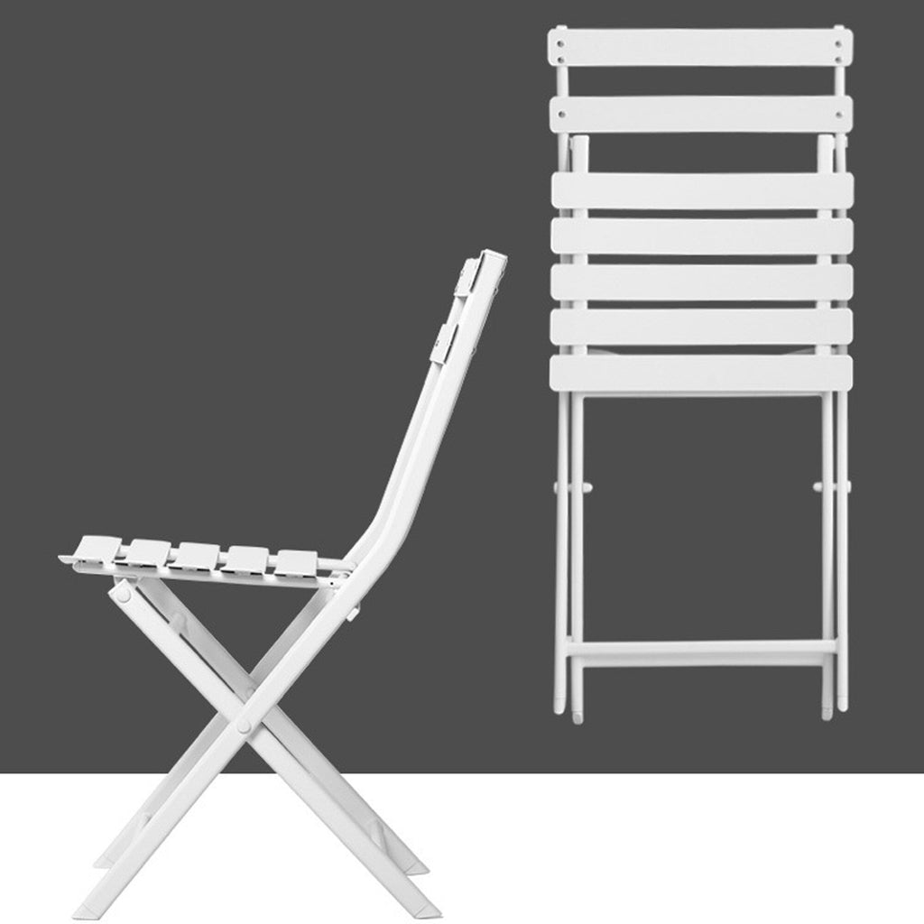 3-Piece Minimalist Patio Bistro Set of Foldable Round Table &amp; Chairs - 3-Piece-Patio-Bistro-Set