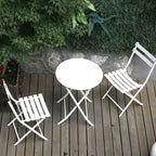 3-Piece Minimalist Patio Bistro Set of Foldable Round Table &amp; Chairs - 3-Piece-Patio-Bistro-Set