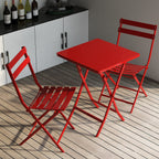 3 Piece Patio Minimalist Bistro Set Foldable Square Table &amp; Chairs - 3-Piece