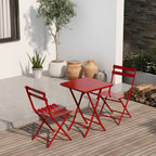 3 Piece Patio Minimalist Bistro Set Foldable Square Table &amp; Chairs - 3-Piece