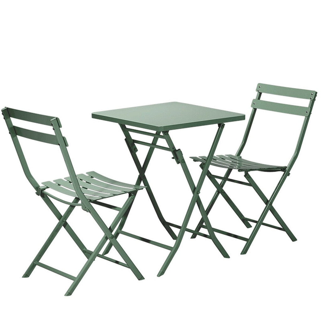 3 Piece Patio Minimalist Bistro Set Foldable Square Table &amp; Chairs - 3-Piece