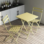 3 Piece Patio Minimalist Bistro Set Foldable Square Table &amp; Chairs - 3-Piece