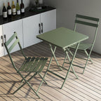 3 Piece Patio Minimalist Bistro Set Foldable Square Table &amp; Chairs - 3-Piece