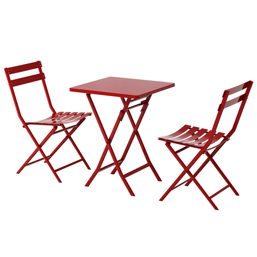 3 Piece Patio Minimalist Bistro Set Foldable Square Table &amp; Chairs - 3-Piece