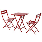 3 Piece Patio Minimalist Bistro Set Foldable Square Table &amp; Chairs - 3-Piece