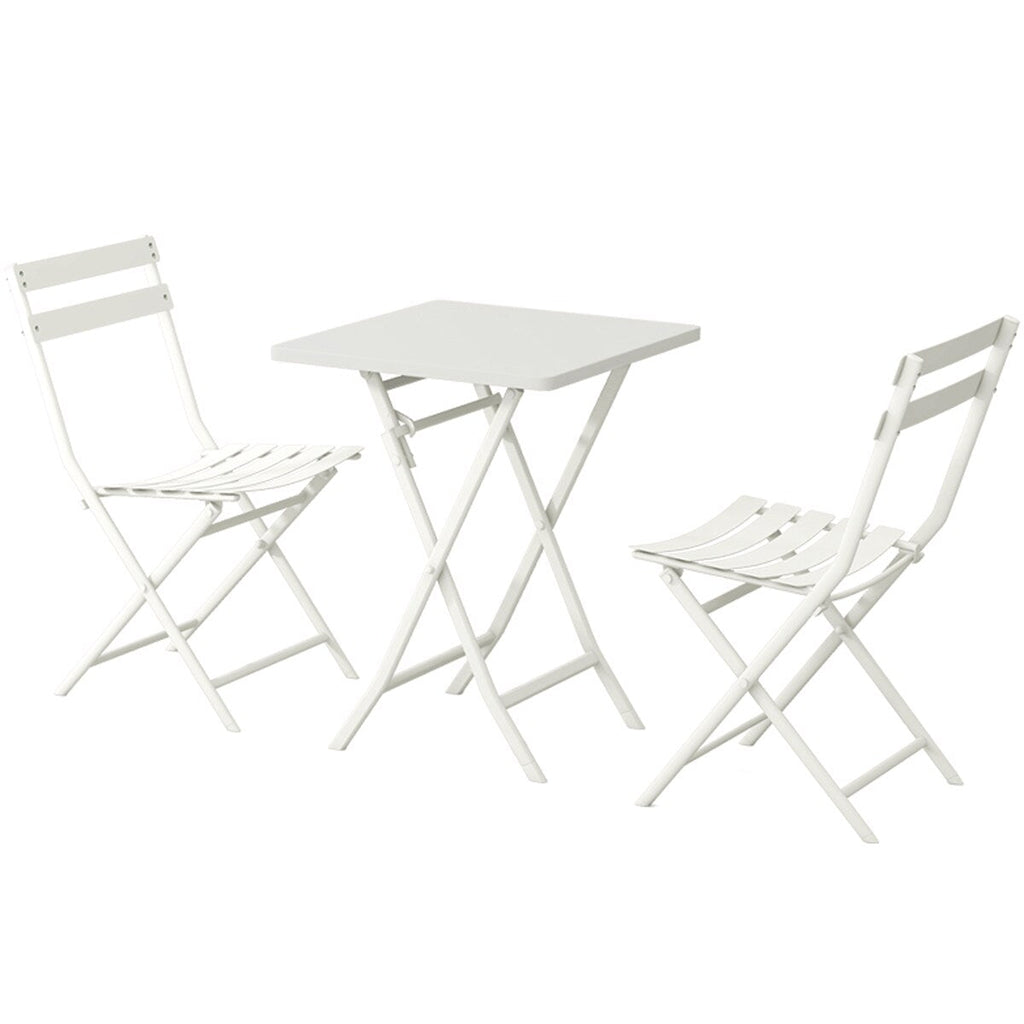 3 Piece Patio Minimalist Bistro Set Foldable Square Table &amp; Chairs - 3-Piece