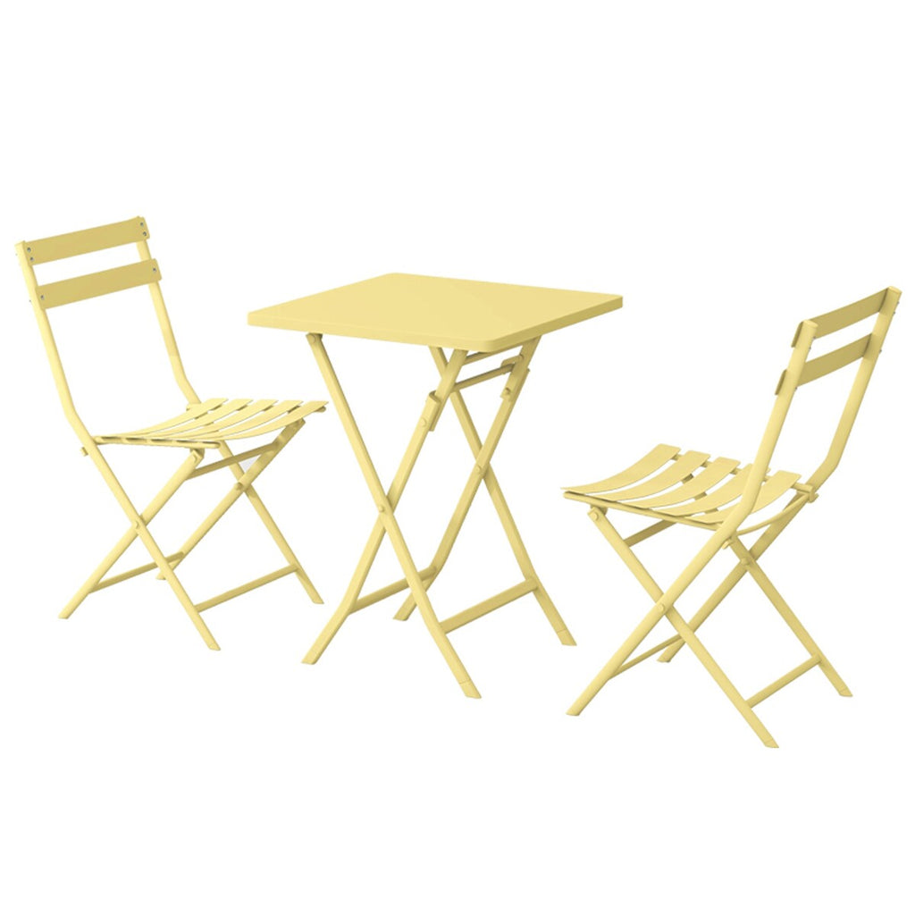 3 Piece Patio Minimalist Bistro Set Foldable Square Table &amp; Chairs - 3-Piece