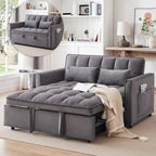 3-in-1 Convertible Sleeper Sofa Bed - Velvet Futon Couch with Adjustable Backrest &amp; Side Pocket for Small Spaces