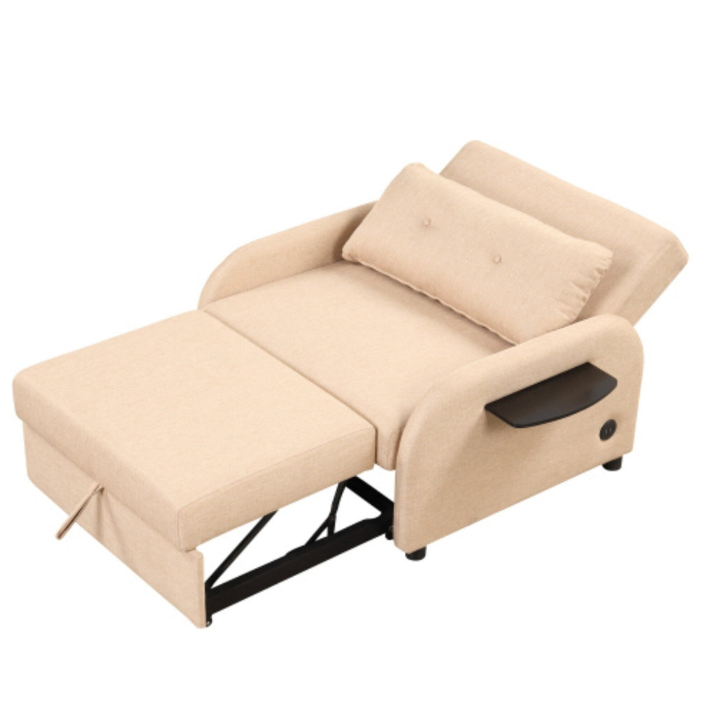 3-in-1 Pull-Out Sofa Sleeper with Collapsible Wing Table &amp; USB Ports by Harper&amp;Bright Designs