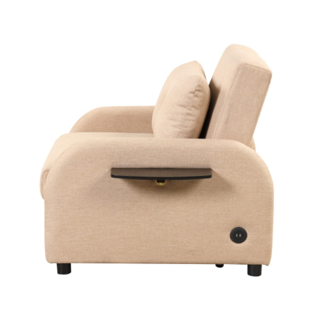 3-in-1 Pull-Out Sofa Sleeper with Collapsible Wing Table &amp; USB Ports by Harper&amp;Bright Designs